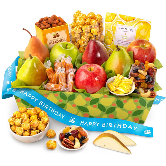 Happy Birthday Orchard Delight Fruit and Gourmet Gift Basket